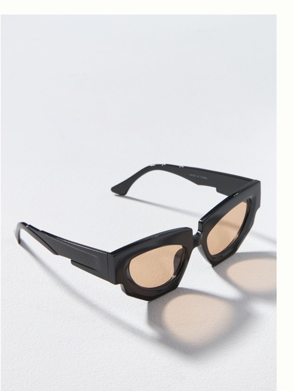 🕶️Anthropologie Cat-Eye Sunglasses Elite Sharp Edge New Black Polycarbonate